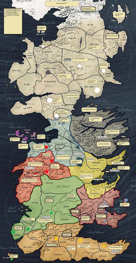 Map of Houses Game of Thrones